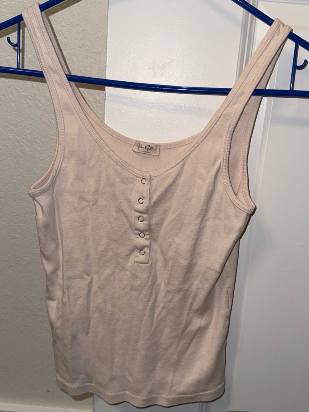Brandy Melville Light Pink Button Henley Tank Top